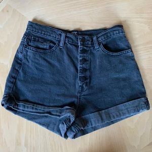 BDG Mom High Rise Shorts Black Denim Button Fly 29